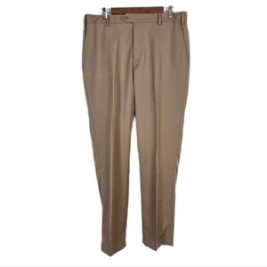 Jos A Bank Mens Traveler Tailored Fit Dress Pant 34x32 Brown Comfort Band